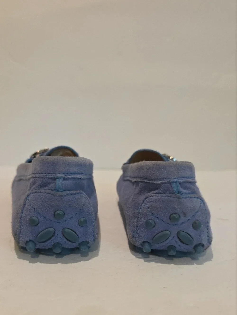 Salvatore Ferragamo Light Blue Suede Kids Moccasins Dress Shoes Loafer 28